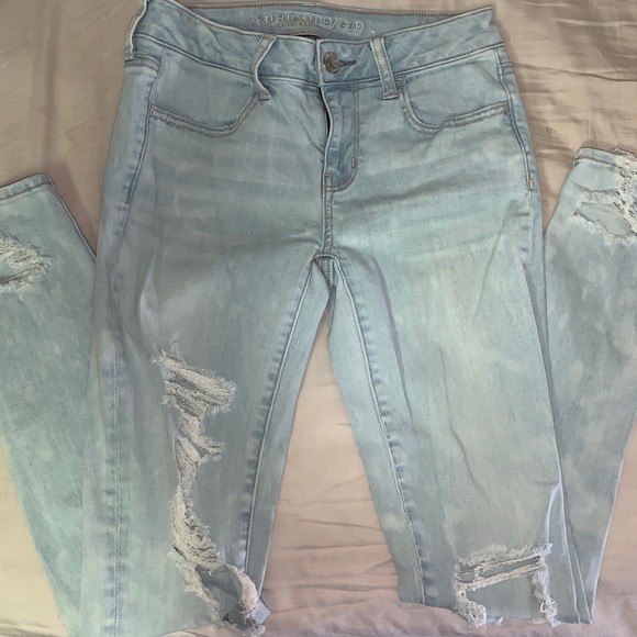 Bleach splattered light wash ripped skinny jeans - Picture 1 of 2